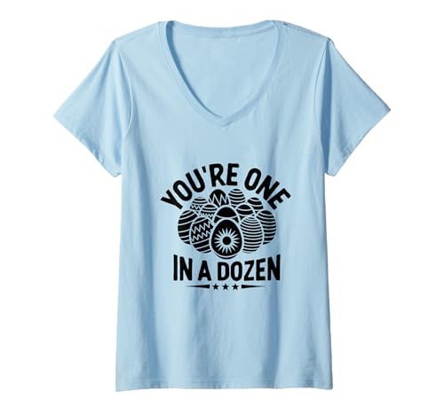 Damen You're One In A Dutzend Easter Day Egg Chocolate Hunting T-Shirt mit V-Ausschnitt von Bunny Easter Sunday Egg Hunt Easter's Gift