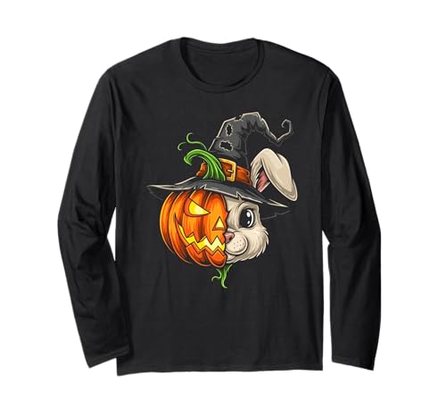 Jack O Laterne mit Hasen-Kürbis-Anhänger, Halloween, Kinder, Herren und Damen Langarmshirt von Bunny Lovers Halloween Pumpkin Outfits