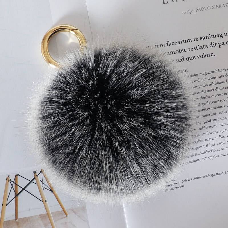 Fluffy Ball Schlüsselanhänger, Schicke Geldbörse Charme, Frostig Grau von BunnyGLG