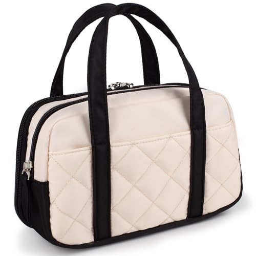 2-Fächer-Federmäppchen für Mädchen, Stifttasche mit Reißverschluss und Griff, großes Quilting-Federmäppchen mit ästhetischem Design, weiches Federmäppchen für Frauen, Marker-Tasche für Schule von Bunnychic