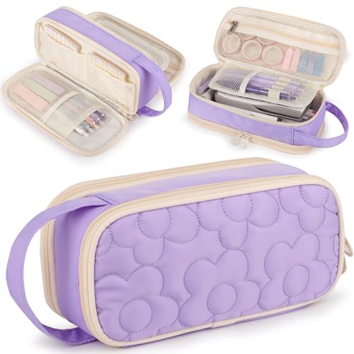 Bunnychill Federmäppchen für Mädchen, gesteppt, großes Fassungsvermögen, Federmäppchen mit 2 Fächern, Reißverschluss, Federmäppchen mit Griff, weiche Stiftebox für Damen, Mittelschule, Büro Bunnychill Federmäppchen für Mädchen, gesteppt, großes Fassungsvermögen, Federmäppchen mit 2 Fächern, Reißverschluss, Federmäppchen mit Griff, weiche Stiftebox für Damen, Mittelschule, Büro von Bunnychill