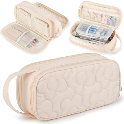 Bunnychill Federmäppchen für Mädchen, gesteppt, großes Fassungsvermögen, Federmäppchen mit 2 Fächern, Reißverschluss, Federmäppchen mit Griff, weiche Stiftebox für Damen, Mittelschule, Büro Bunnychill Federmäppchen für Mädchen, gesteppt, großes Fassungsvermögen, Federmäppchen mit 2 Fächern, Reißverschluss, Federmäppchen mit Griff, weiche Stiftebox für Damen, Mittelschule, Büro von Bunnychill