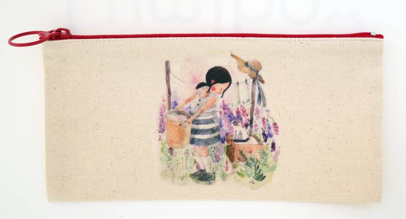 Aquarell-Leinwand-Bleistift-Beutel - Mädchen, Die Wäsche von BunnywithascarfShop