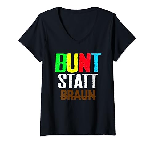 Damen Bunt statt Braun | Punkt T-Shirt mit V-Ausschnitt von Bunt statt Braun | Punkt