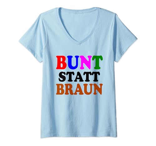 Damen Bunt statt braun T-Shirt mit V-Ausschnitt von Bunt statt braun