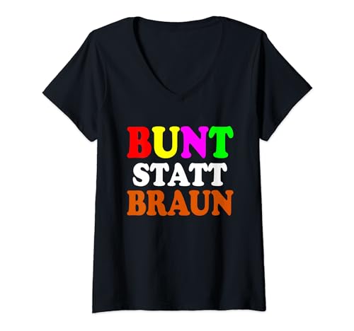 Damen Bunt statt braun T-Shirt mit V-Ausschnitt Damen Bunt statt braun T-Shirt mit V-Ausschnitt von Bunt statt braun