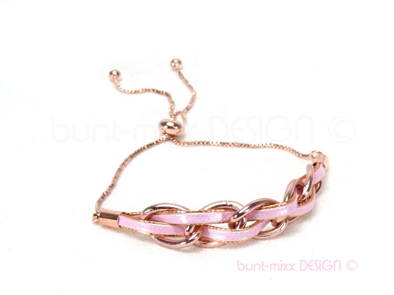 Armband Rosa Rosé Rosegold Farbe Schiebeverschluß Länge Auswahl Verstellbar, Handmade Buntmixxdesign © von BuntMixxDesign