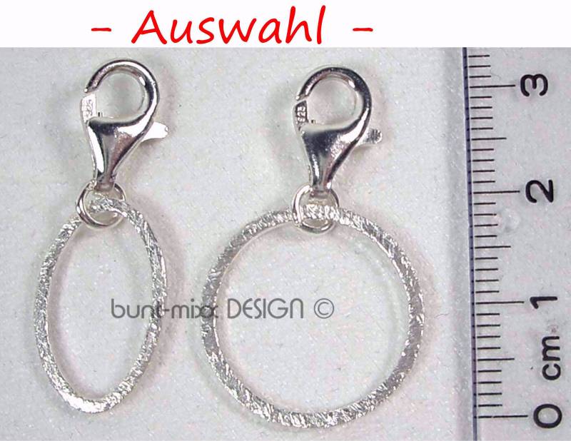 Charmträger Charms Ring Auswahl Rund Oval 925 Silber Karabiner Sterlingsilber Rhodiniert Made By Buntmixxdesign von BuntMixxDesign