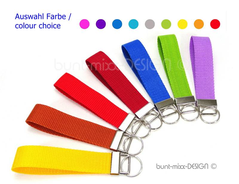 Schlüsselanhänger Kurzes Schlüsselband Geschenk Männer Kinder Gelb Blau Rot Grün Flieder Orange Handmade By Buntmixxdesign © von BuntMixxDesign