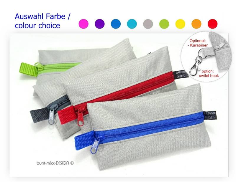 Täschchen Hellgrau Zipper Blau Rot Grün Grau Tatüta Kopfhörer Inhalator Handgel Desinfektionsmittel By Buntmixxdesign © von BuntMixxDesign