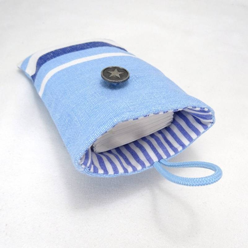 Tatüta Knopf Stern Taschentüchertasche, Blau Hellblau Canvas, Kopfhörer Ladekabel, Handmade By Buntmixxdesign © von BuntMixxDesign