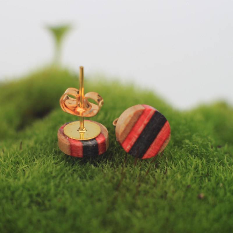 Skateboard Upcycling/Recycling Holz Ohrstecker 8mm | #103 Skateboard Upcycling/Recycling Holz Ohrstecker 8mm | #103 von Buntbrett