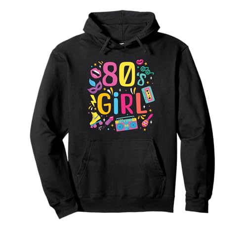 80s Girl 80er Jahre Motto Party Achtziger Outfit Geschenk Pullover Hoodie von Bunte 80s Girls Retro Karneval Fasching Geschenke