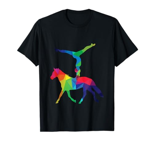 Bunte Polygon Kunstturnen Geschenke Voltigieren T-Shirt, Schwarz, S, Damen, Frauen, Halbarm, Crew-Neck, Klassische Passform, Polyester von Bunte Polygon Kunstturnen Geschenke