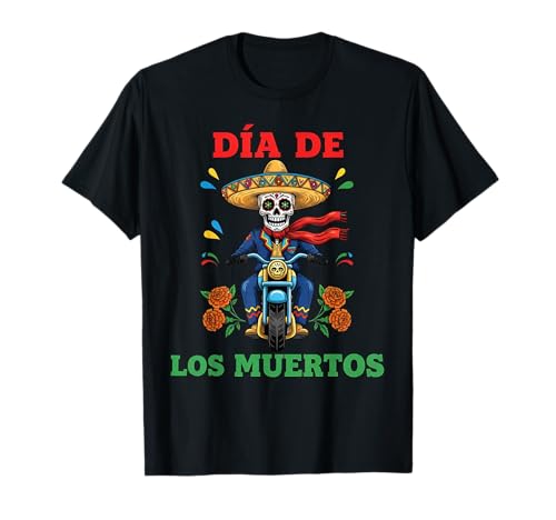 Day of Dead Skelett Biker Dia de los Muertos Art Men T-Shirt von Colorful Sugar Skull Biker Art Mexican Women