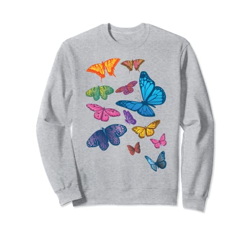 Bunte Schmetterlinge Gartenarbeit Damen Schmetterling Sweatshirt Bunte Schmetterlinge Gartenarbeit Damen Schmetterling Sweatshirt von Bunte Schmetterlinge Gärtner Frauen Schmetterling