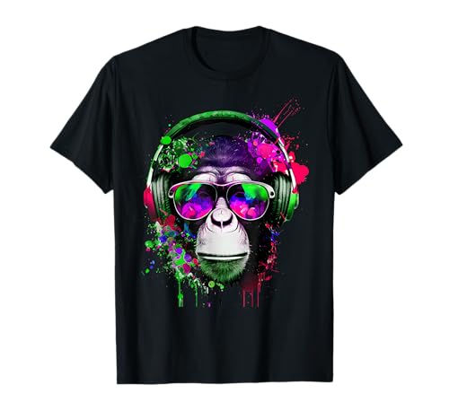 DJ Monkey Affen mit Sonnenbrille Damen Herren Tier Bunt T-Shirt DJ Monkey Affen mit Sonnenbrille Damen Herren Tier Bunt T-Shirt von Bunter Affe mit Sonnenbrille Geschenkidee