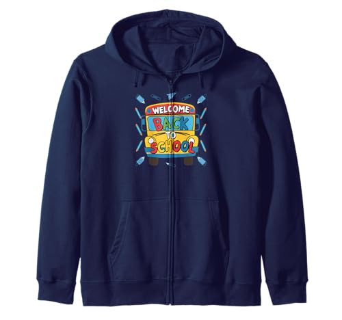Farbenfroher Schulanfang Bus Kinder Spaß Grafik Kapuzenjacke Farbenfroher Schulanfang Bus Kinder Spaß Grafik Kapuzenjacke von Bunter Start Schulzeit Schüler Lehrer Freude