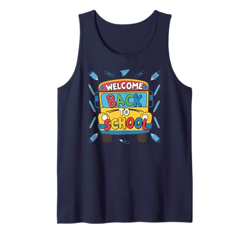 Farbenfroher Schulanfang Bus Kinder Spaß Grafik Tank Top Farbenfroher Schulanfang Bus Kinder Spaß Grafik Tank Top von Bunter Start Schulzeit Schüler Lehrer Freude