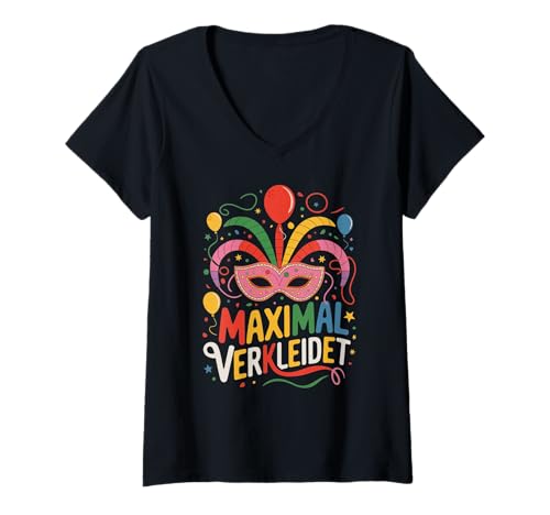 Damen Meine Verkleidung Lustiger Kostümersatz Maximal Verkleidet T-Shirt mit V-Ausschnitt von Buntes Karneval Kostüme & Fasching Verkleidung