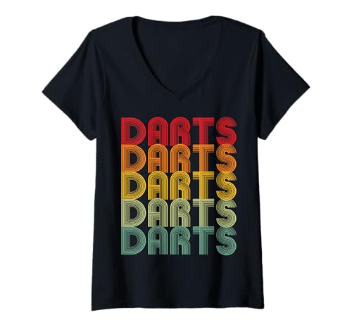 Damen Buntes Retro Darts Design T-Shirt mit V-Ausschnitt Damen Buntes Retro Darts Design T-Shirt mit V-Ausschnitt von Buntes retro Darts Design vintage outfit
