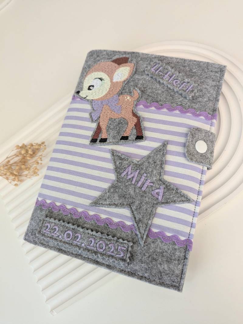Personalisierte U-Heft-Hülle Aus Filz | Untersuchungsheft Mit Geburtsdaten von BuntesStuebchen