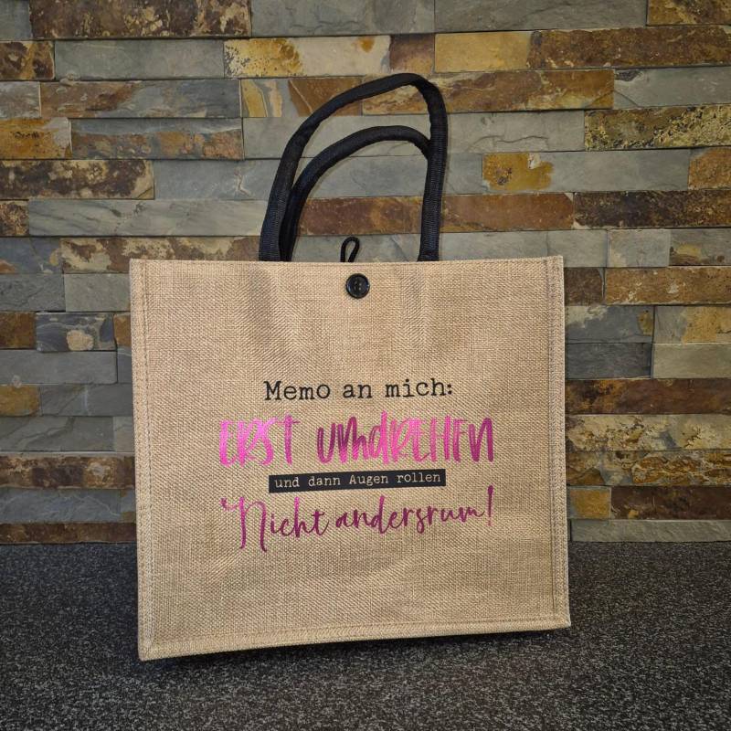 Jutetasche Mit Lustigem Spruch - Innenfutter Und Reißverschlusstasche Jute-Henkeltasche Metallic-Folie Perfektes Geschenk von BuntimTurm
