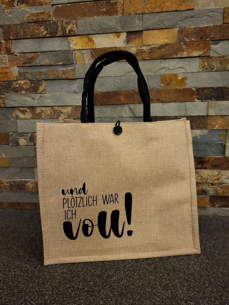 Jutetasche Mit Lustigem Spruch in 2 Varianten - Innenfutter Und Reißverschlusstasche von BuntimTurm