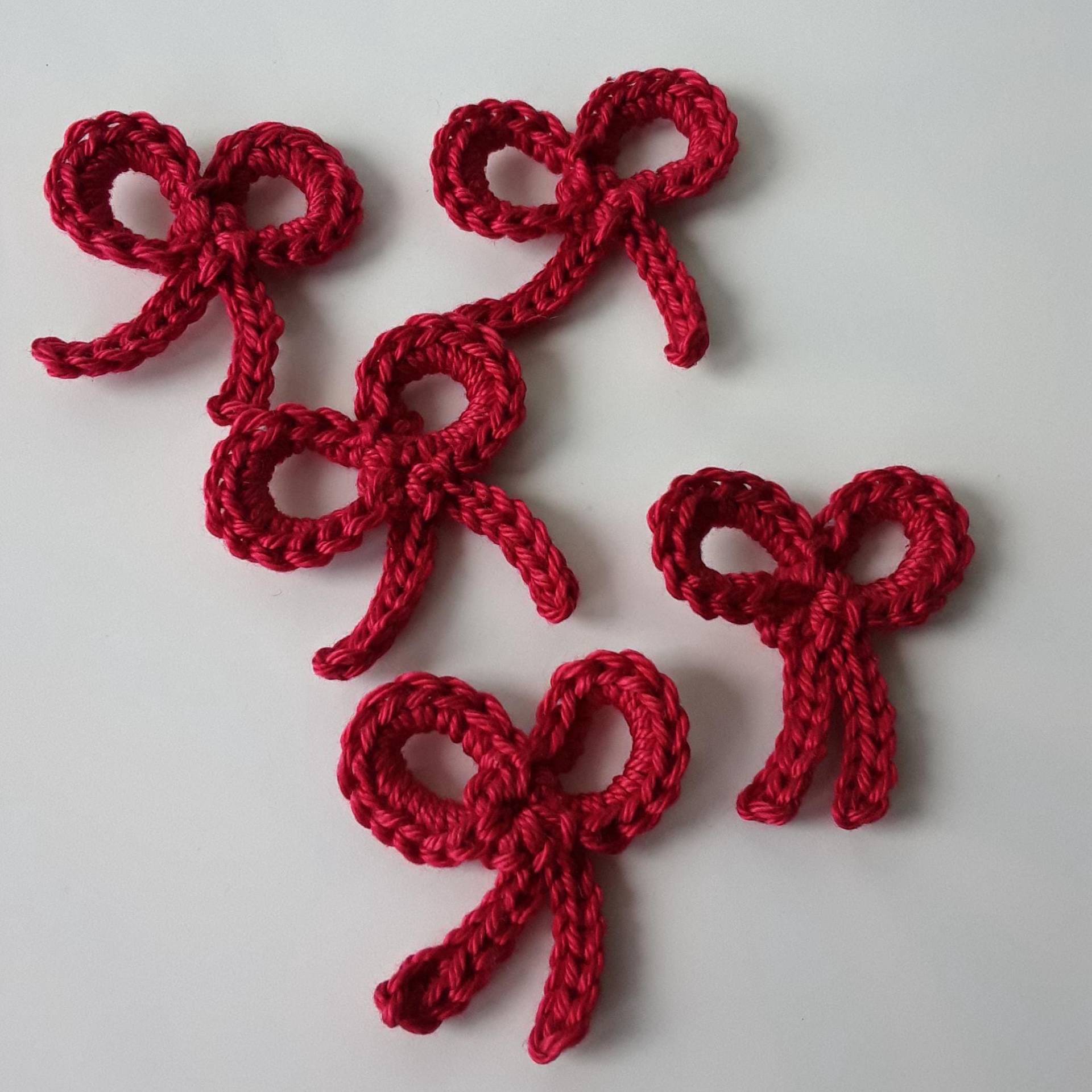 Schleifen Gehäkelt Für Weihnachten, Applikation Adventsbasteln, Aufnäher Gehäkelt, Kleine Rot von Buntspiel