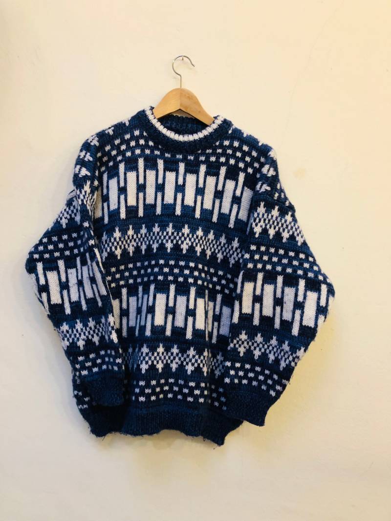 Handgestrickter/ Handgestrickter Vintage Pullover, Größe M/L von Buntvintageclothing