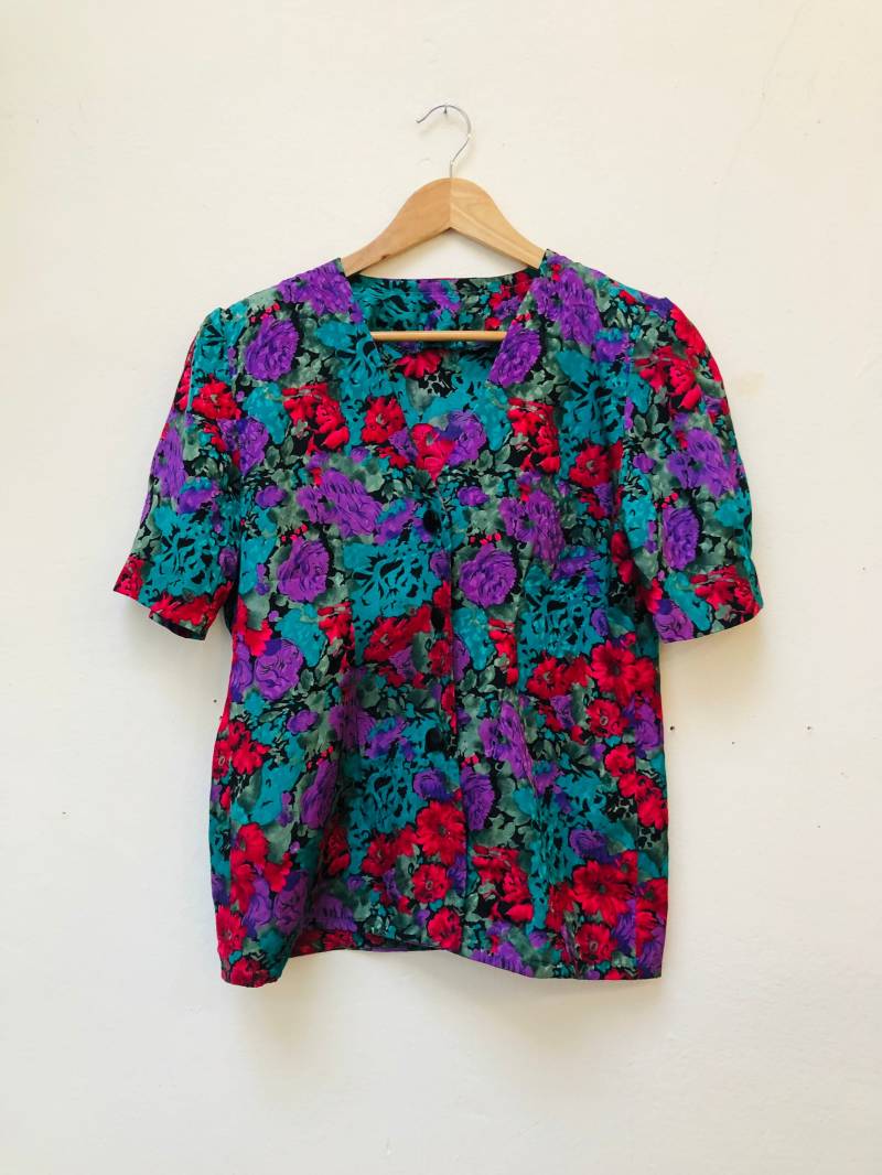 Vintage Bluse, 80Er/90Er Jahre, Größe M, Handgemacht Vintage Bluse, 80Er/90Er Jahre, Größe M, Handgemacht von Buntvintageclothing