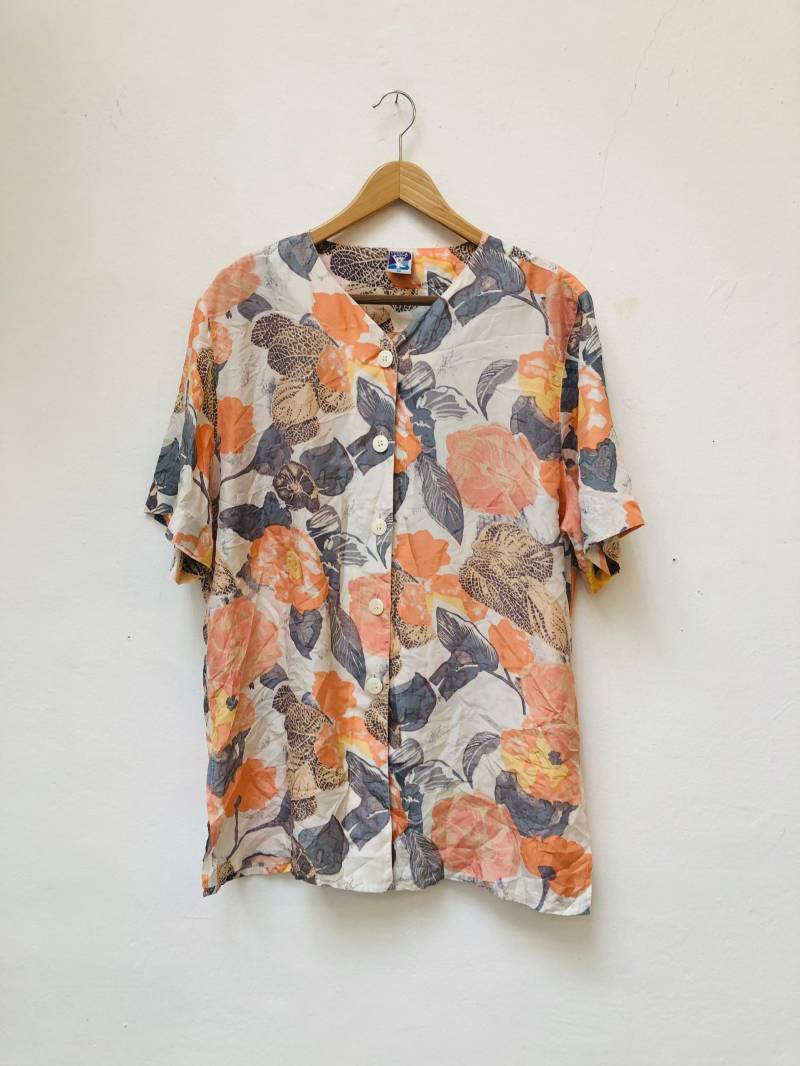 Vintage Bluse, 90Er Jahre, Größe Xl, Seide von Buntvintageclothing