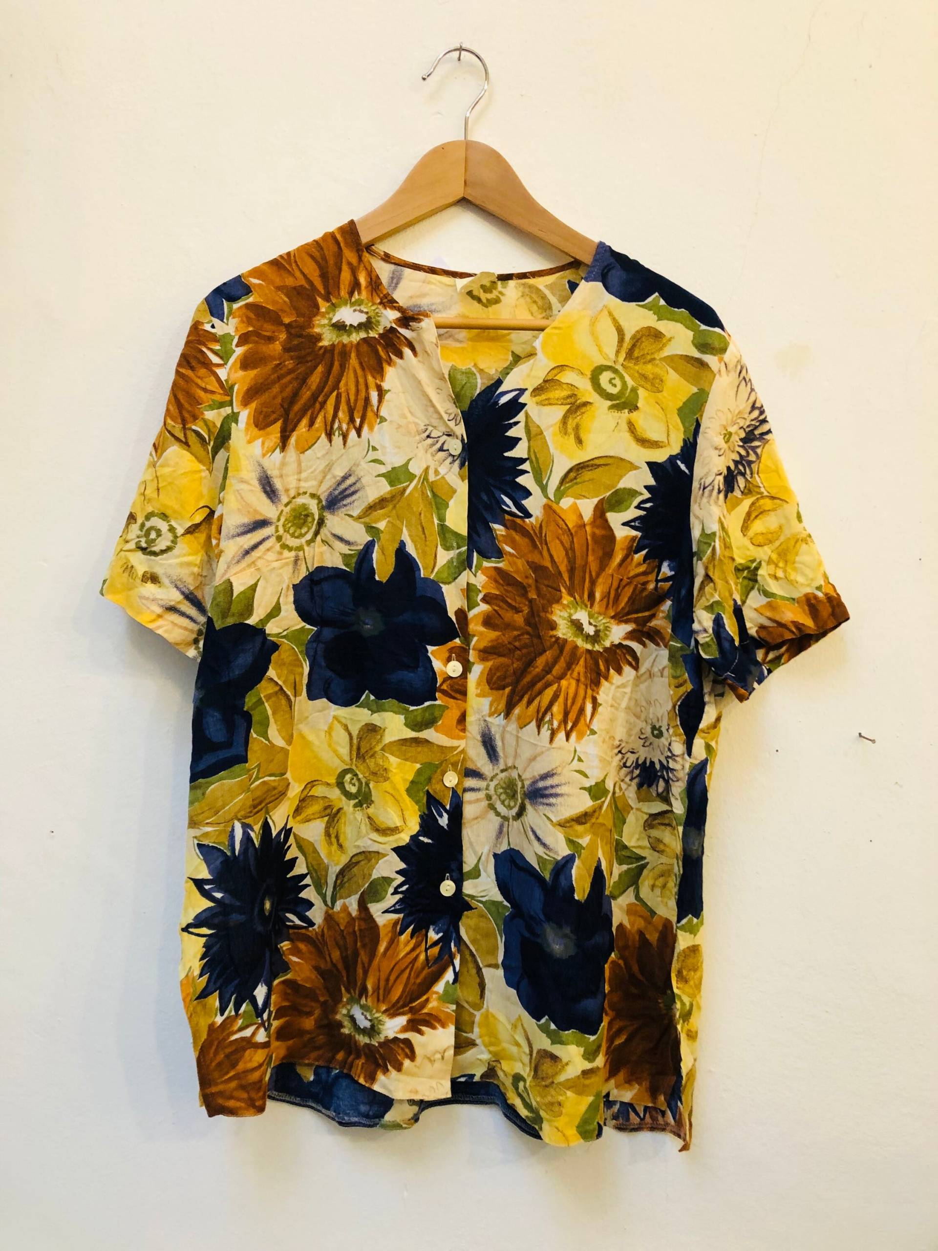 Vintage Bluse, Größe L, Viskose von Buntvintageclothing