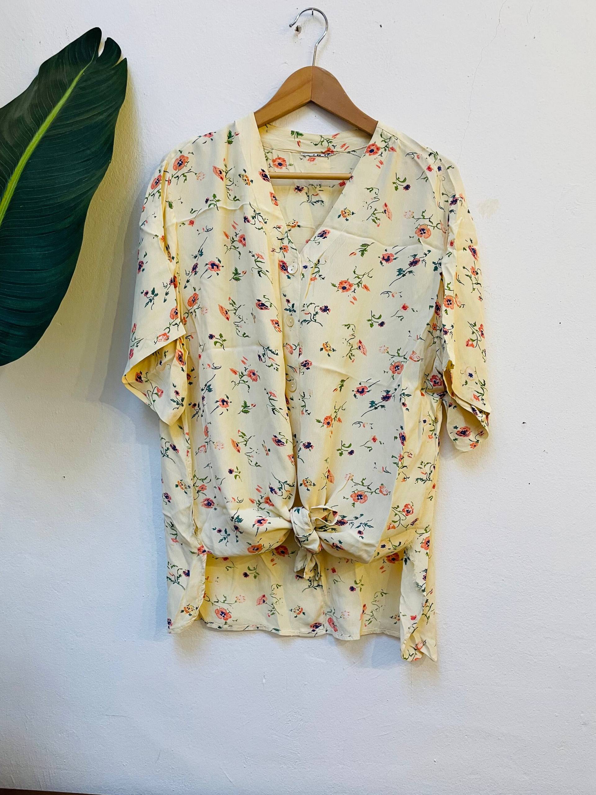 Vintage Bluse, Viskose, Größe M von Buntvintageclothing