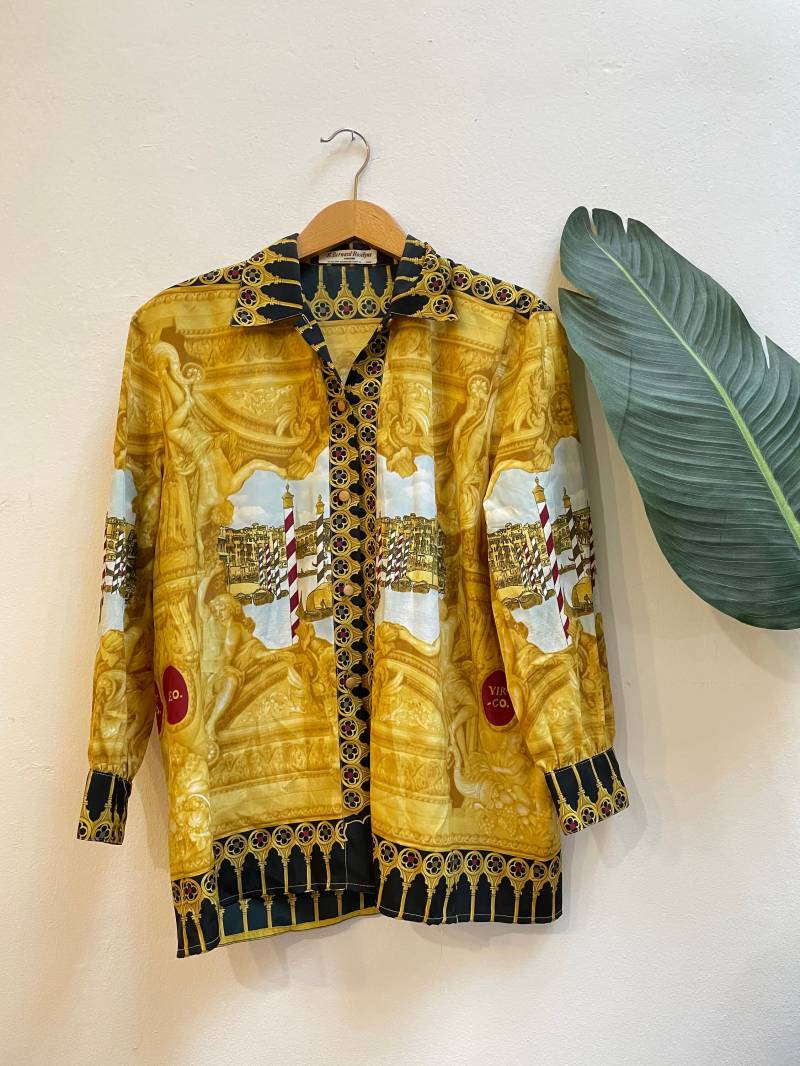 Vintage Satin Bluse, Grösse L Vintage Satin Bluse, Grösse L von Buntvintageclothing