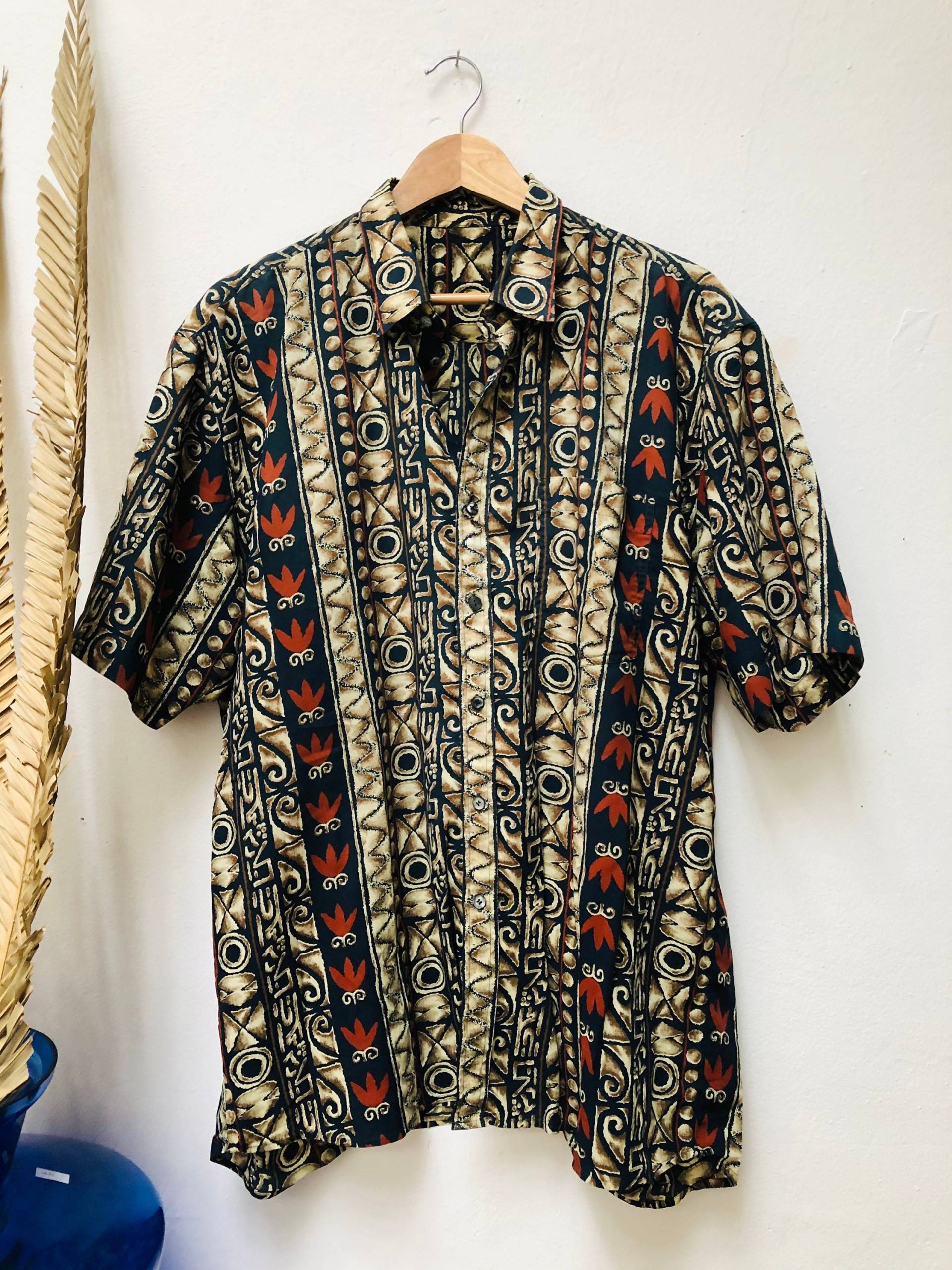 Vintage Shirt, Crazy Print, Größe Xl/L von Buntvintageclothing