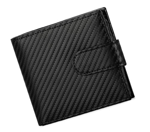 Herren-Brieftasche, schmal, RFID-blockierend, echtes Leder, mit Münzfach mit Reißverschluss, Geldscheinfächer, Kartenhalter, Ausweisfenster, Geldbörse für Herren, mit Geschenkbox, carbon schwarz, M, Herren-Brieftasche, schmal, RFID-blockierend, echtes Leder, mit Münzfach mit Reißverschluss, Geldscheinfächer, Kartenhalter, Ausweisfenster, Geldbörse für Herren, mit Geschenkbox, carbon schwarz, M, von Buono Pelle