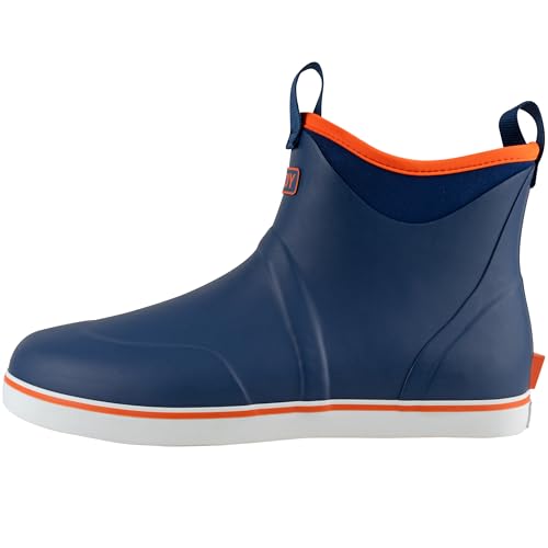 Buoy Boots Deck Boots für Herren - Kurze Herren Regenstiefel, Marineblau/Orange, 47 EU von Buoy Boots