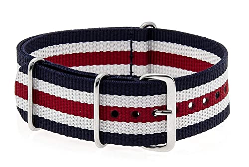 Buran01 VK com Militär Nylon Uhrenarmband blau-weiß-rot 22mm Watch Strap von Buran01