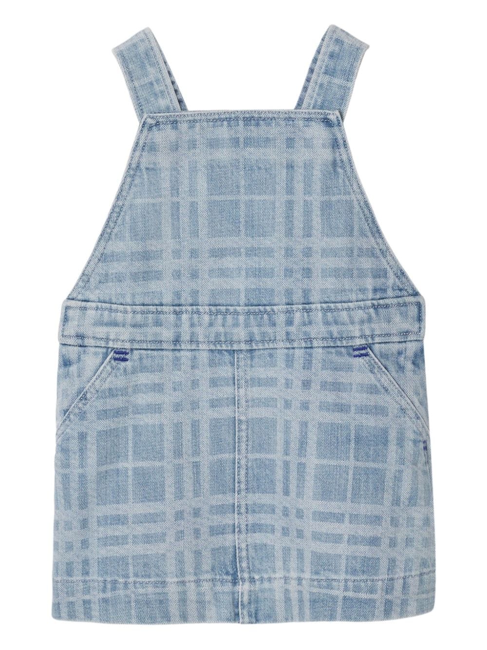 Burberry Kids Check Denim Pinafore Dress - Blau von Burberry Kids