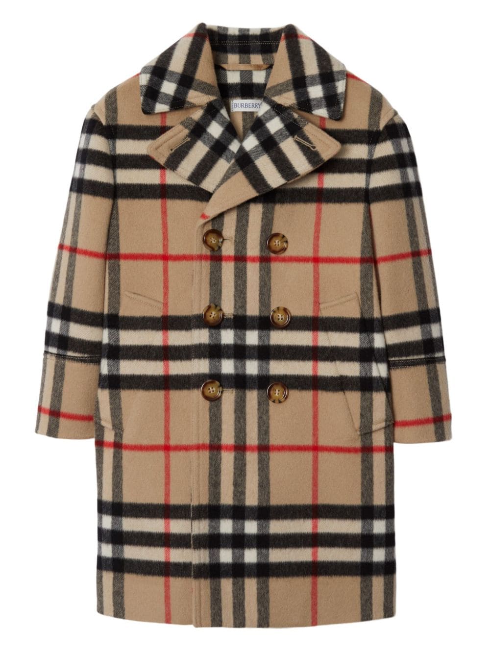 Burberry Kids Doppelreihiger Mantel mit Vintage-Check - Braun von Burberry Kids