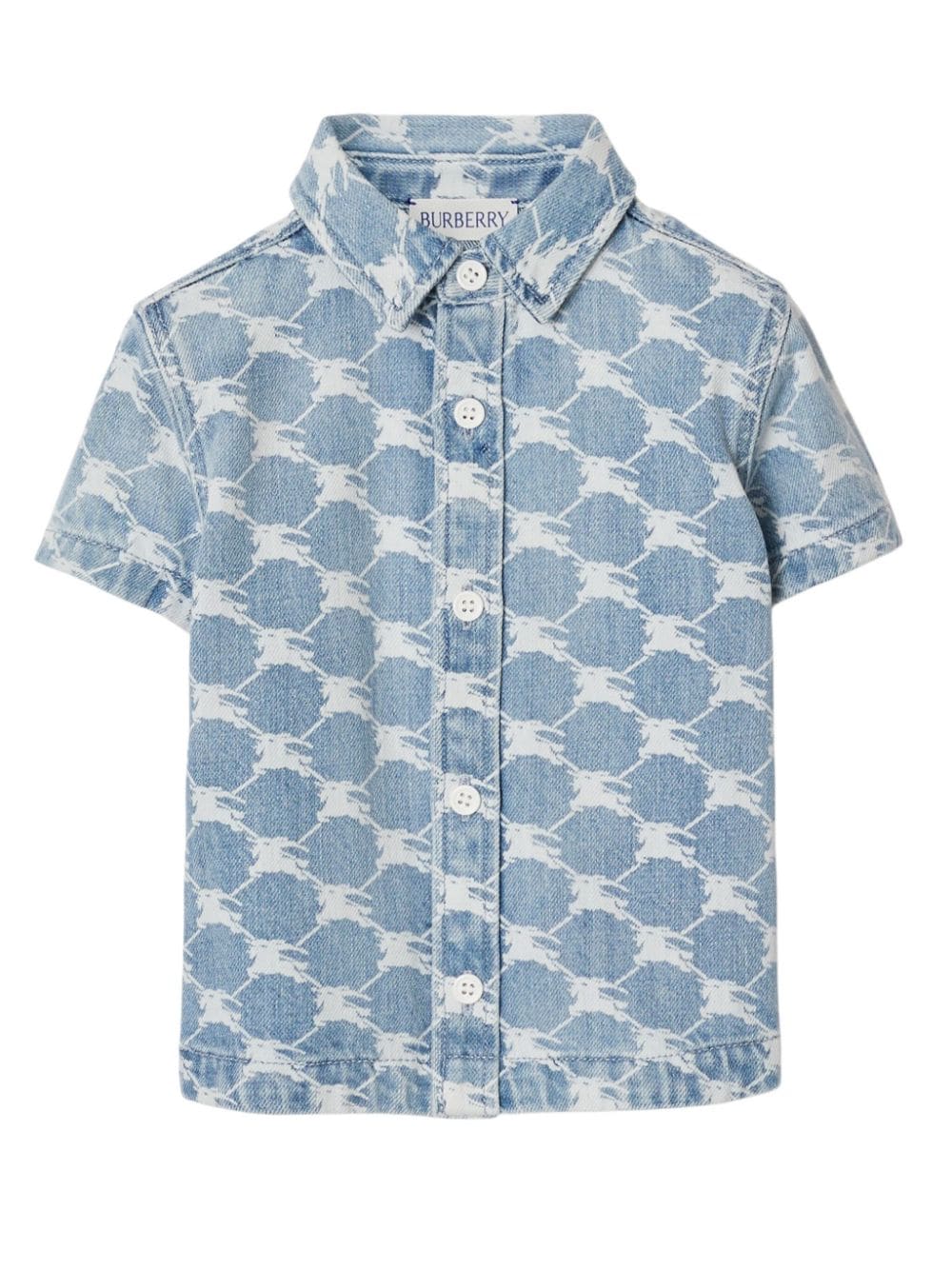 Burberry Kids Ausgeblichenes Jeanshemd mit Equestrian Knight-Print - Blau von Burberry Kids