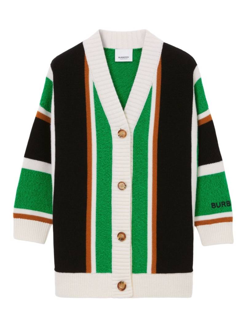 Burberry Kids Gestreifter Cardigan aus Kaschmir - Schwarz von Burberry Kids