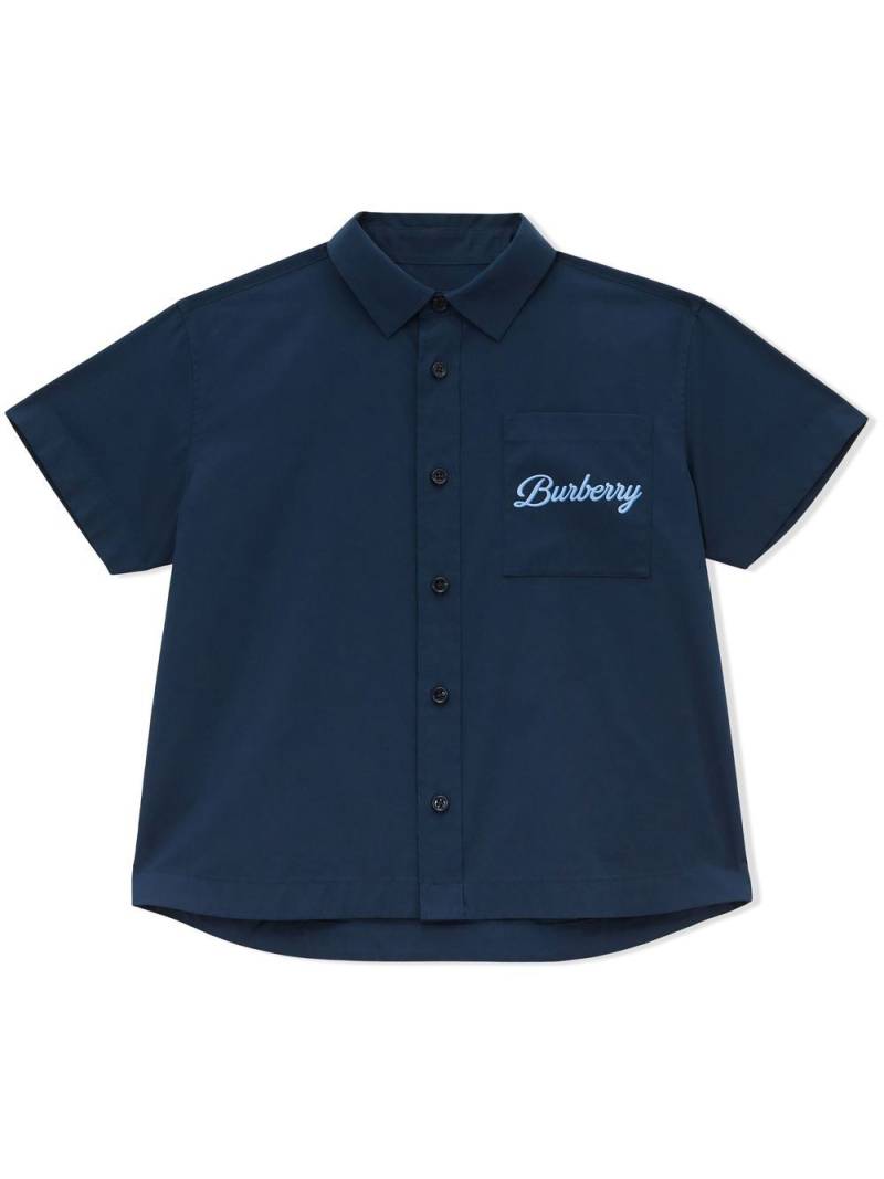 Burberry Kids Hemd mit Logo-Print - Blau von Burberry Kids