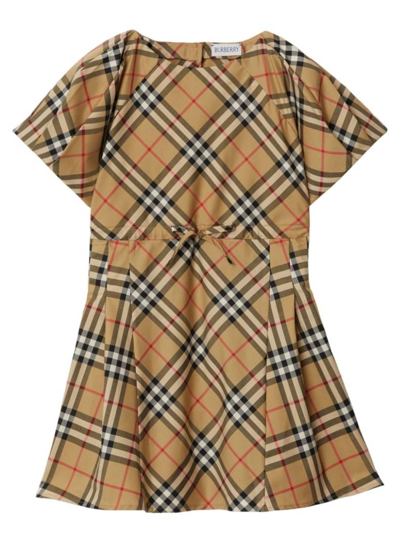 Burberry Kids Kariertes Minikleid mit Falten - Nude von Burberry Kids