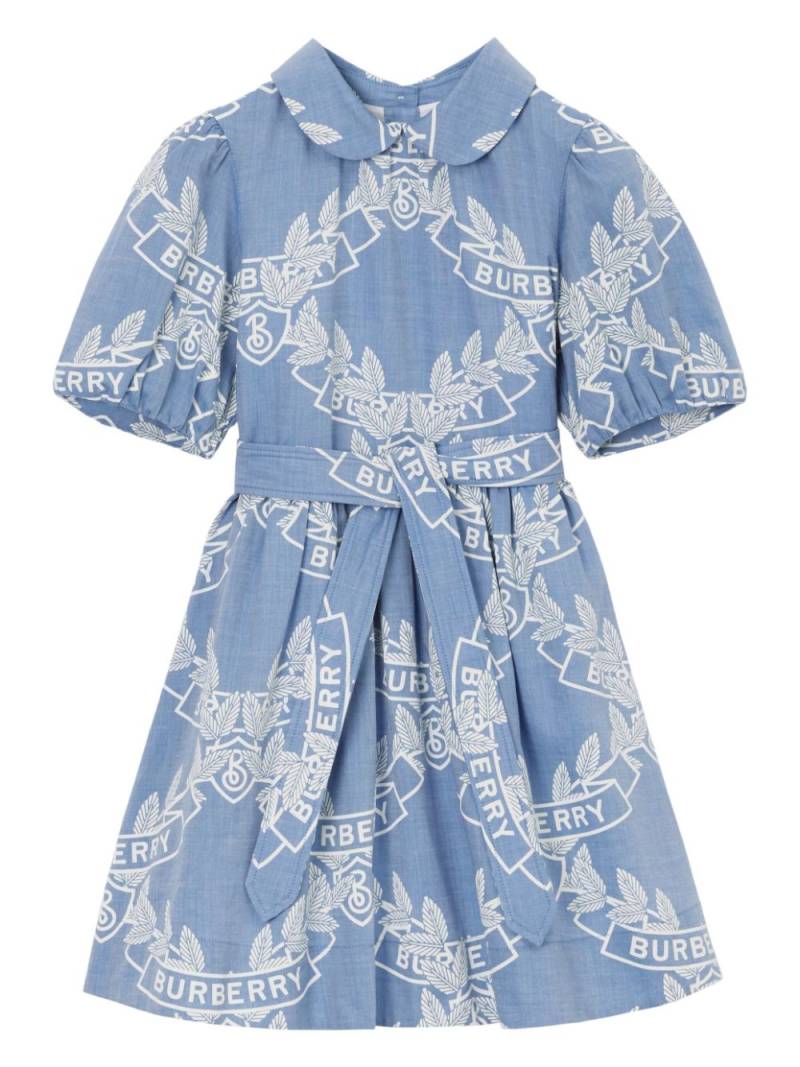 Burberry Kids Oak Leaf Crest Kleid - Blau von Burberry Kids