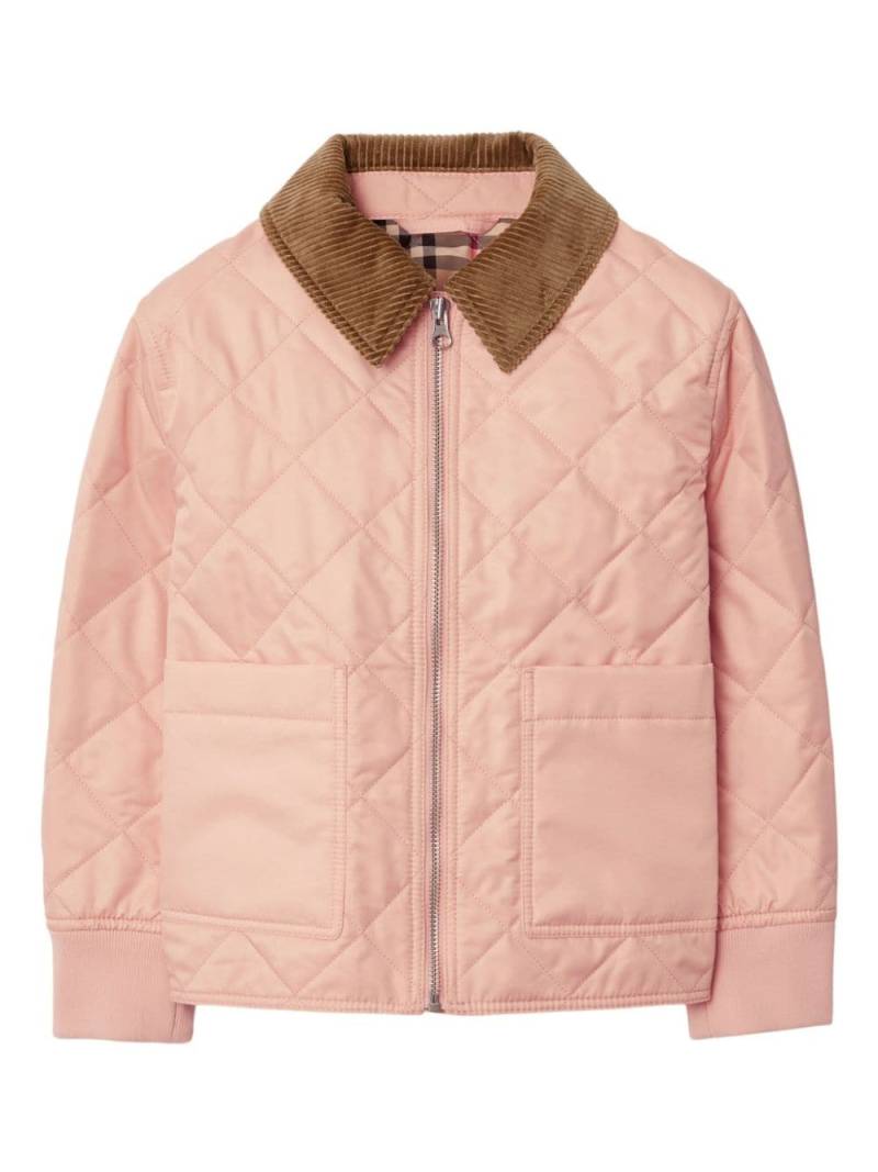 Burberry Kids Gesteppte Otis Jacke mit Kontrastkragen - Rosa von Burberry Kids