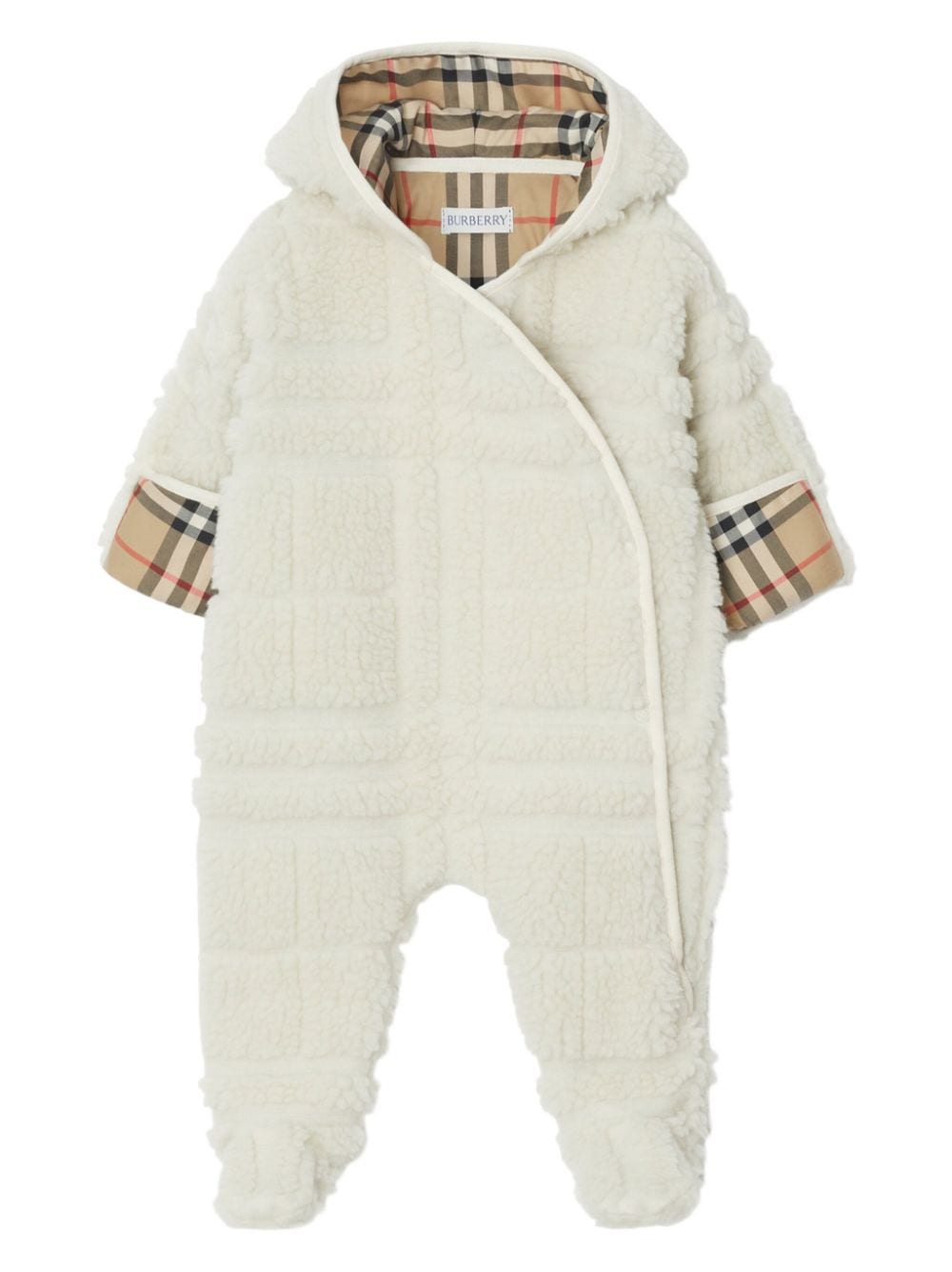 Burberry Kids Fleece-Strampler mit Vintage-Check - Weiß von Burberry Kids