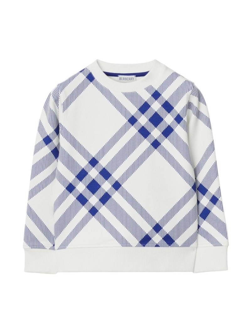 Burberry Kids Kariertes Sweatshirt mit Rundhalsausschnitt - Weiß von Burberry Kids