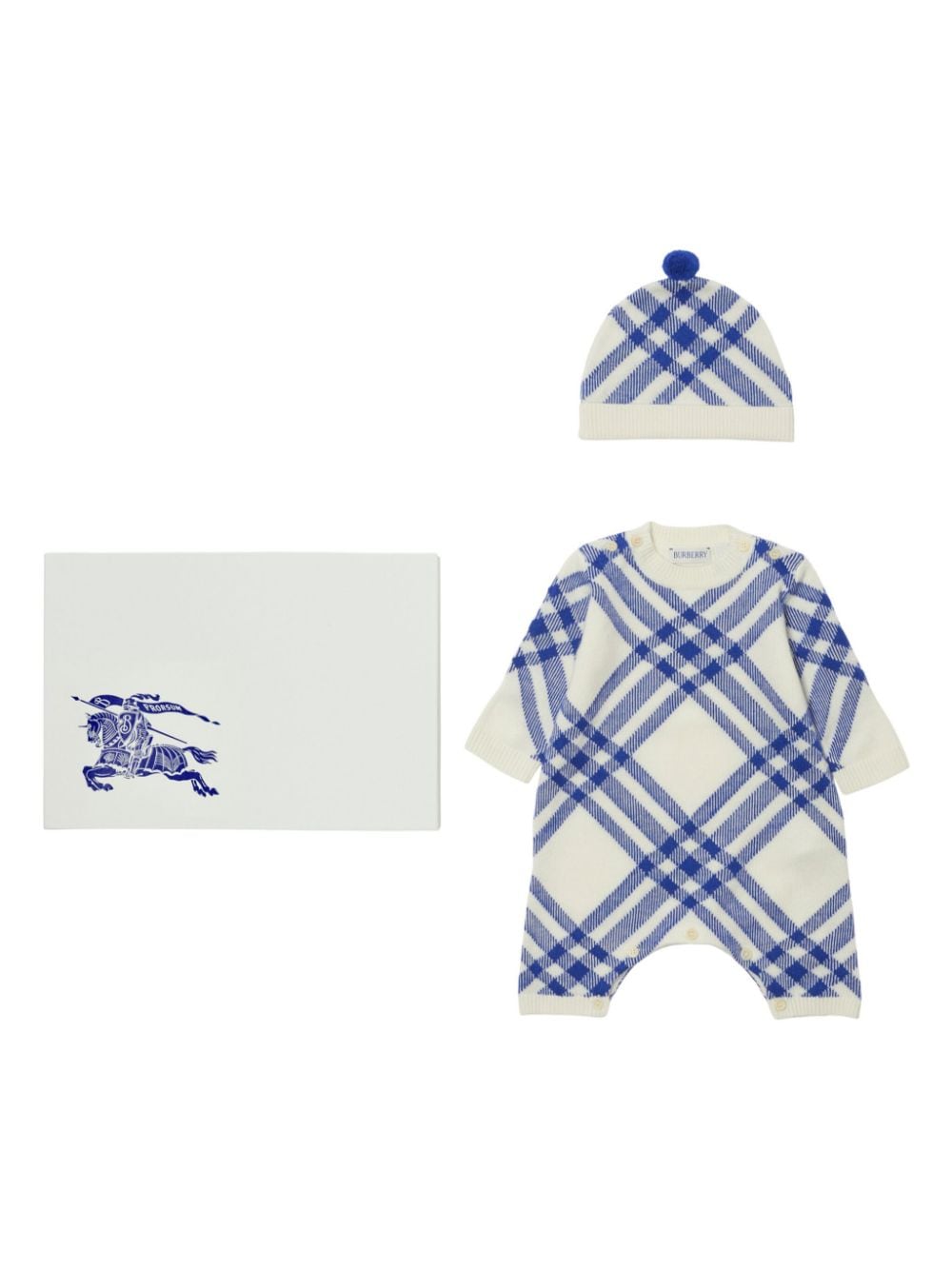 Burberry Kids Geripptes Strampler-Set mit Check - Weiß von Burberry Kids